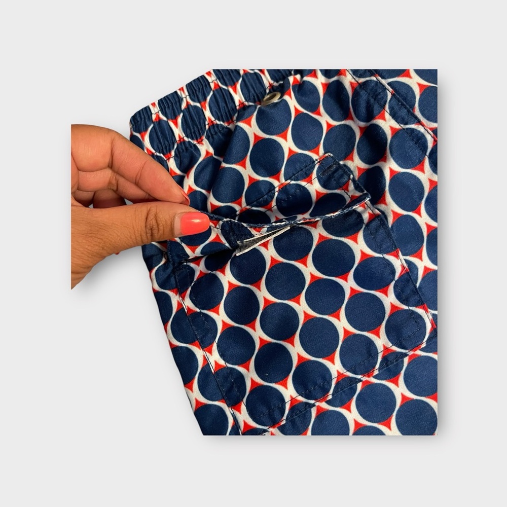 Toobydoo Red & Blue Circle Shape Pattern Swim Trunks - Picture 6 of 6